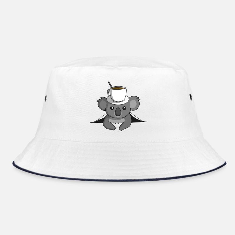 Kaffee Koala - Bucket Hat - Weiß/Navy