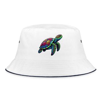 Meeresschildkröte - Bucket Hat - Weiß/Navy - Vorne