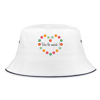 HEART. HEARTS. VALENTINE'S DAY. LOVE. LOVE. COUPLE. - Bucket Hat - white/navy - Front