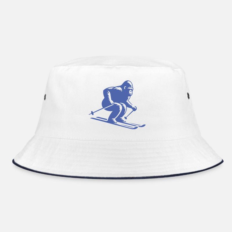 Monkey Gorilla Chimpanzee Ski Silhouette Design Bucket Hat