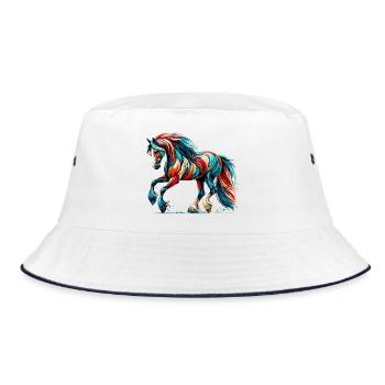 Horse - Bucket Hat - white/navy - Front