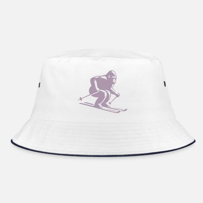 Affe Gorilla Schimpanse Ski Silhouette Design Bucket Hat