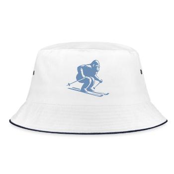 Monkey Gorilla Chimpanzee Ski Silhouette Design - Bucket Hat - white/navy - Front