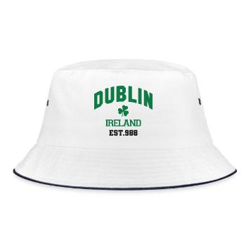 Dublin - Irland - Bucket Hat - Weiß/Navy - Vorne