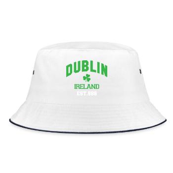 Dublin - Irland - Bucket Hat - Weiß/Navy - Vorne