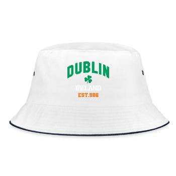 Dublin - Irland - Bucket Hat - Weiß/Navy - Vorne
