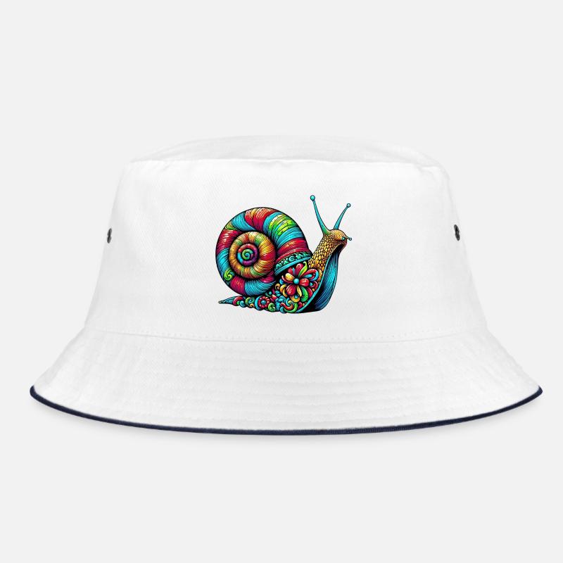 Schnecke - Bucket Hat - Weiß/Navy