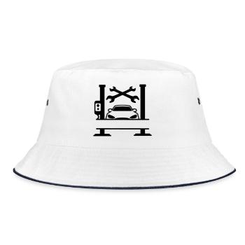 Car Garage Name Banner - Bucket Hat - white/navy - Front