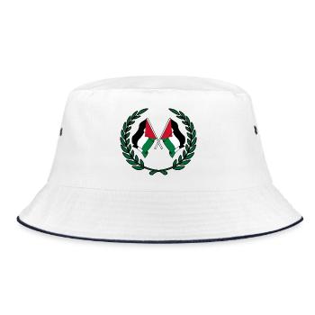Drapeaux palestiniens en couronne de laurier - Bob - blanc/marine - Devant
