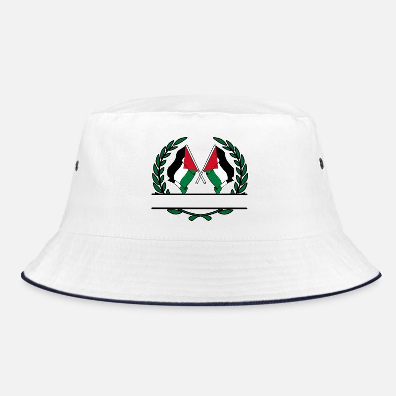 Drapeaux, bannière, couronne de laurier palestinienne - Bob - blanc/marine