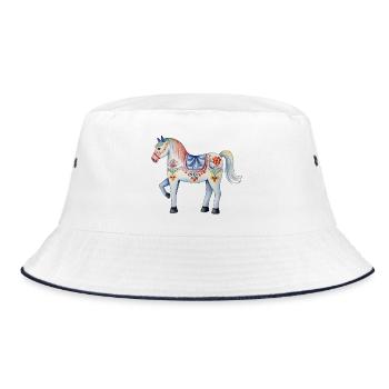 Dalapferd - Bucket Hat - Weiß/Navy - Vorne