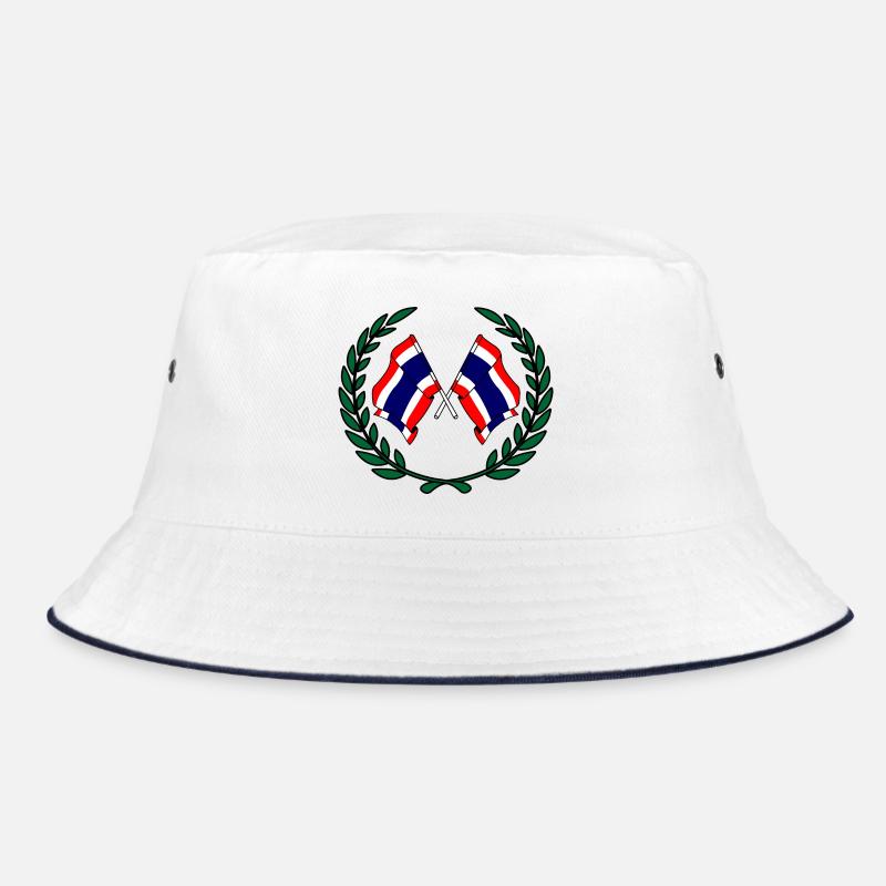 Flaggen Thailands im Lorbeerkranz Bucket Hat