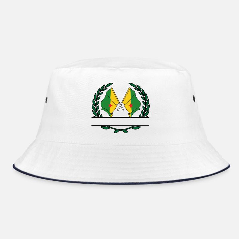 Drapeaux bannière couronne de laurier Guyane française - Bob - blanc/marine