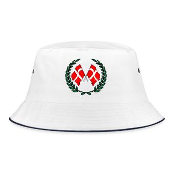 Denmark flags in laurel wreath - Bucket Hat - white/navy - Front