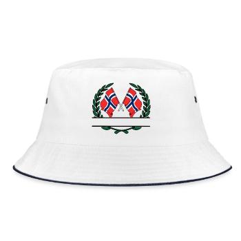Drapeaux Norvège couronne de laurier bannière - Bob - blanc/marine - Devant