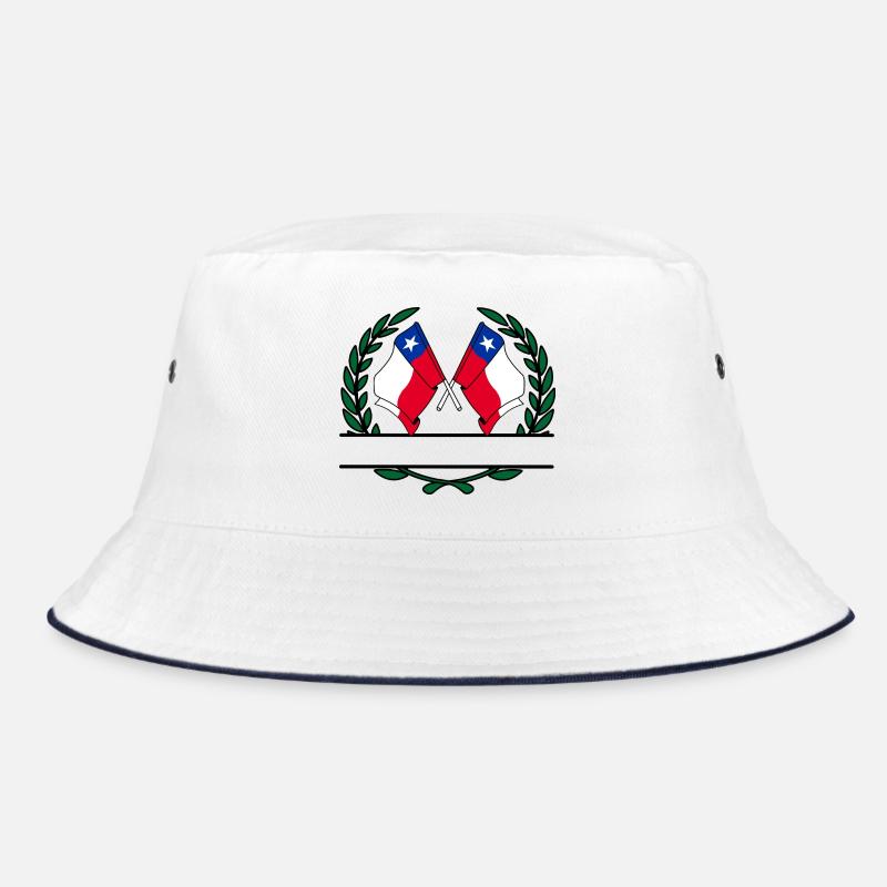 Flags Chile laurel wreath banner Bucket Hat