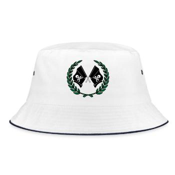 Piratenflaggen im Lorbeerkranz - Bucket Hat - Weiß/Navy - Vorne