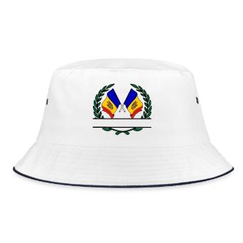 Fahnen Moldawien Lorbeerkranz Banner - Bucket Hat - Weiß/Navy - Vorne