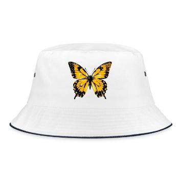 Schmetterling - Bucket Hat - Weiß/Navy - Vorne