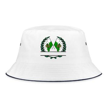Fahnen Sachsen Lorbeerkranz Banner - Bucket Hat - Weiß/Navy - Vorne