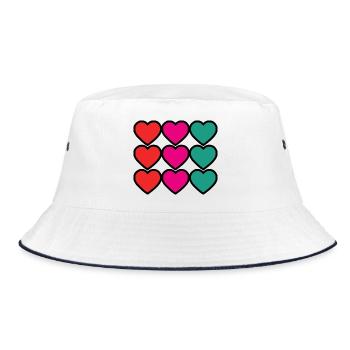 HERZ. VIELEN DANK. GELIEBTE. MEISTER. DANKE HERRIN. - Bucket Hat - Weiß/Navy - Vorne
