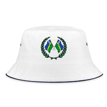 Flaggen der Provinz Flevoland mit Lorbeerkranz - Bucket Hat - Weiß/Navy - Vorne