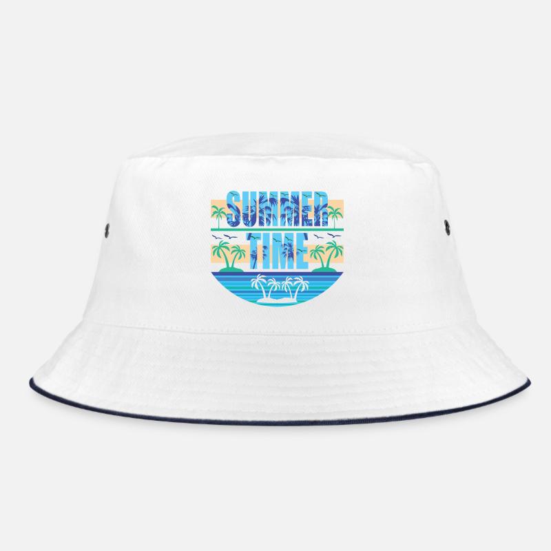 Summer Time - Bucket Hat - Weiß/Navy