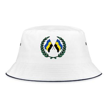 Flaggen der Provinz Gelderland mit Lorbeerkranz - Bucket Hat - Weiß/Navy - Vorne