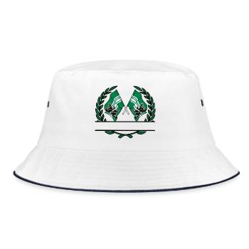 Flags East Flanders Belgium laurel wreath banner - Bucket Hat - white/navy - Front