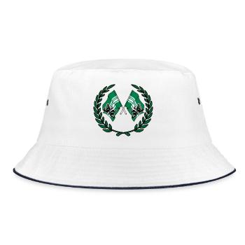 Flags East Flanders Belgium laurel wreath - Bucket Hat - white/navy - Front