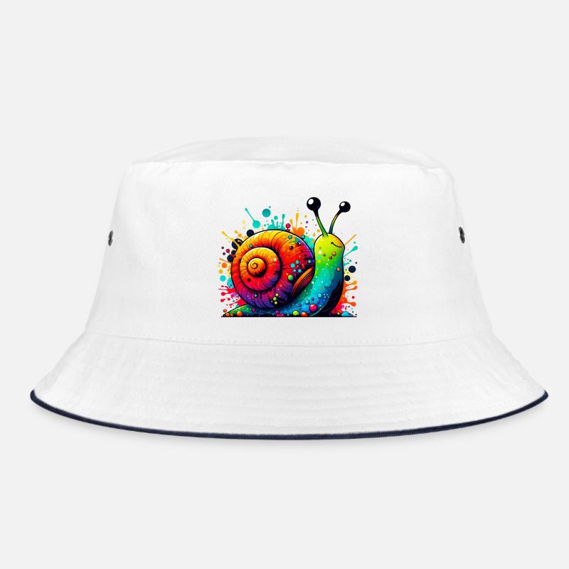 Schnecke - Bucket Hat - Weiß/Navy