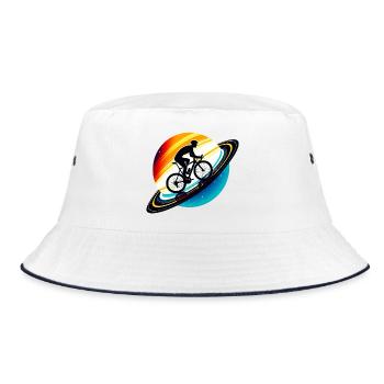 Cyclist on Saturn - Bucket Hat - white/navy - Front