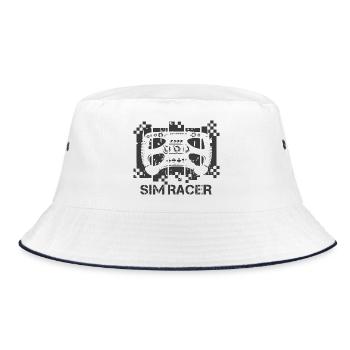 Sim Racer gamer udes look simracing Symbol Logo - Bucket Hat - Weiß/Navy - Vorne