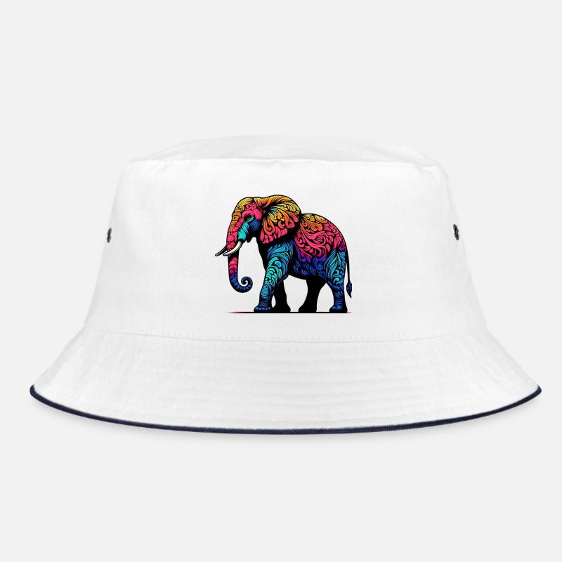 Elefant - Bucket Hat - Weiß/Navy