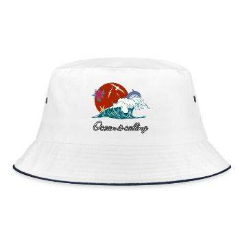 Das Meer ruft - Bucket Hat - Weiß/Navy - Vorne