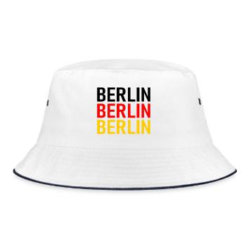 Berlin Deutschland Germany Nationalfarben - Bucket Hat - Weiß/Navy - Vorne