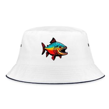 Piranha - Bucket Hat - white/navy - Front