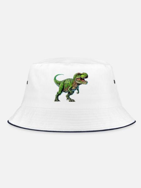 Dinosaur - Bucket Hat - white/navy - Front