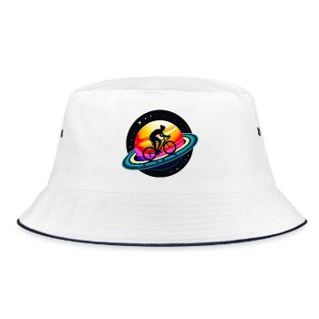 Cyclist on Saturn - Bucket Hat - white/navy - Front