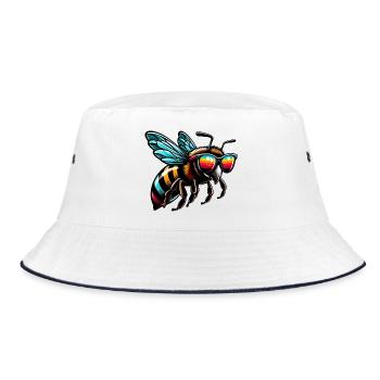 Bee - Bucket Hat - white/navy - Front