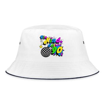 90er Party , Mottoparty , 90er Kind (25) - Bucket Hat - Weiß/Navy - Vorne