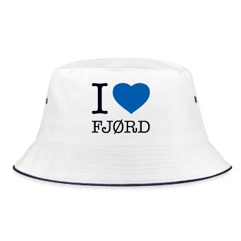 I LOVE FJORD Norway Norwegen - Bucket Hat - white/navy - Front