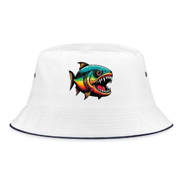 Piranha - Bucket Hat - white/navy - Front