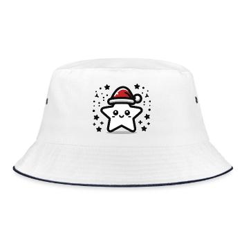 Stern Niedlicher Weihnachtsstern - Bucket Hat - Weiß/Navy - Vorne