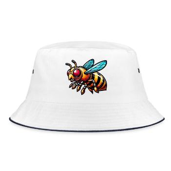 Bee - Bucket Hat - white/navy - Front