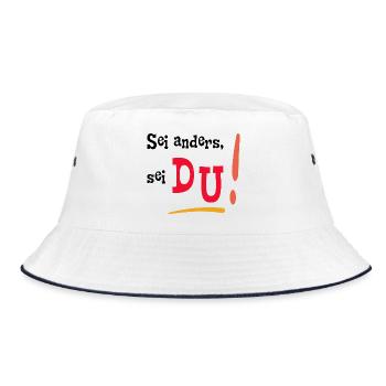 Sei anders, sei DU! - Mut machen - Selbstvertrauen - Bucket Hat - Weiß/Navy - Vorne