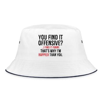 Du findest es Ich finde es lustig Deshalb bin ich glücklicher - Bucket Hat - Weiß/Navy - Vorne