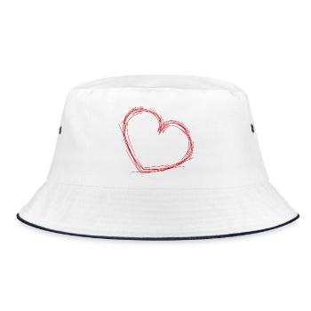 HEART. CHRISTMAS. COUPLE. VALENTINE'S DAY. JUST MARRIED. - Bucket Hat - white/navy - Front