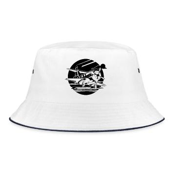 Propeller Plane Drawing - Bucket Hat - white/navy - Front