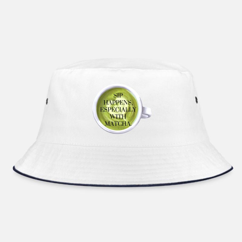 Sip Happens with Matcha - Bucket Hat - white/navy